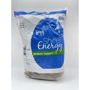 L'eggs‎ Sheer Energy Med Support Leg Control Top Sheer Toe Q+ Suntan 6 Pairs
